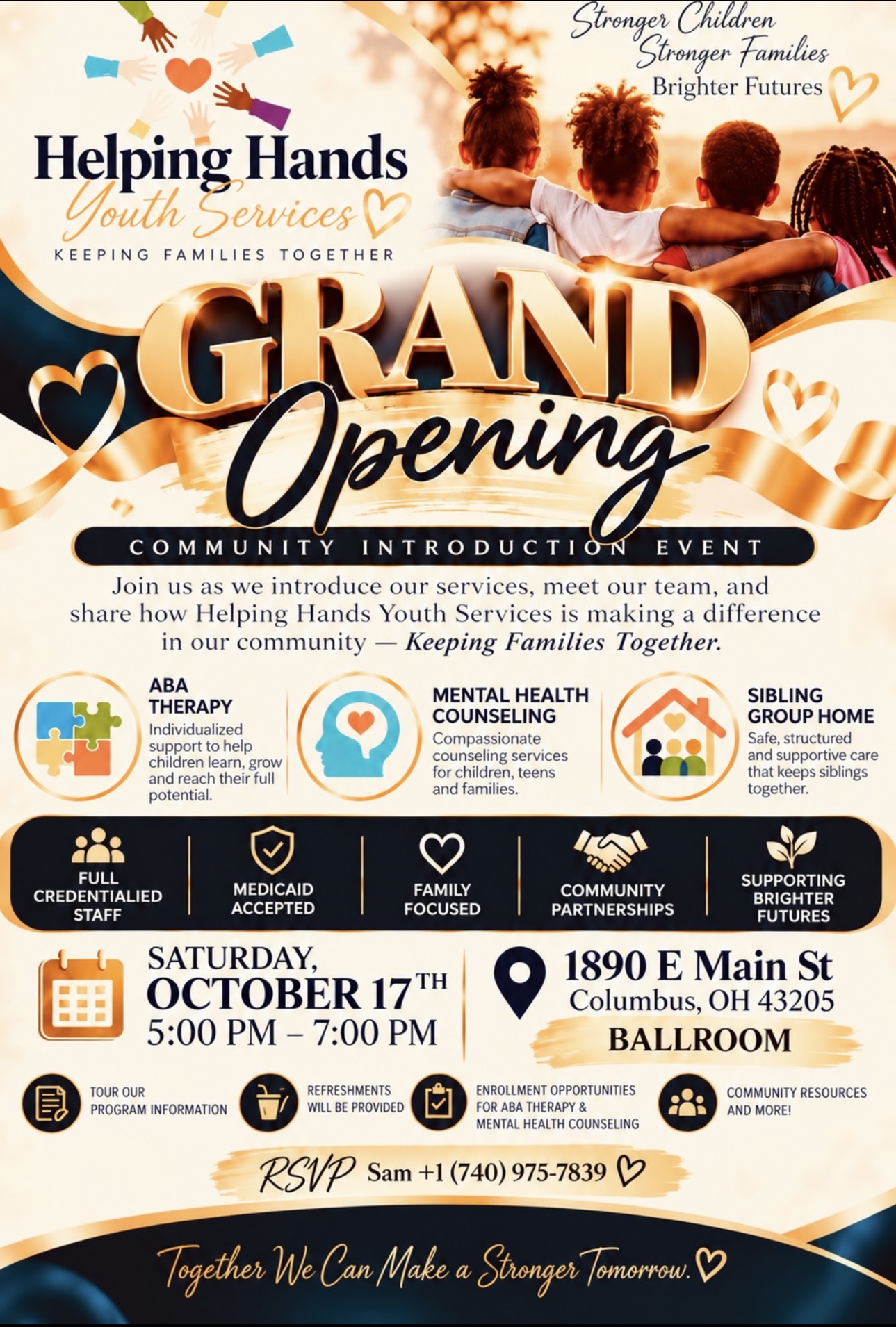Grand opening community introduction event flyer
